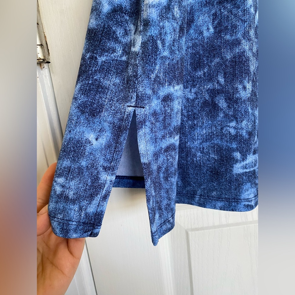 MICHAEL KORS Sleeveless Tie Dyed Denim Blue Lace Up Neck Tank Mini Dress Size L - Picture 9 of 14